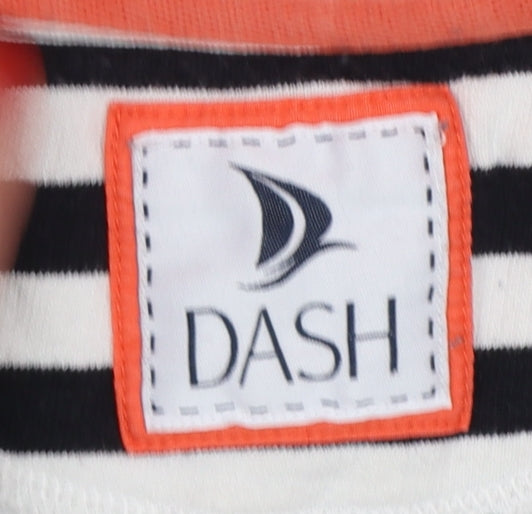 Dash Women’s UK 10 Black White Stripe 1/4 Zip Cotton Sweatshirt
