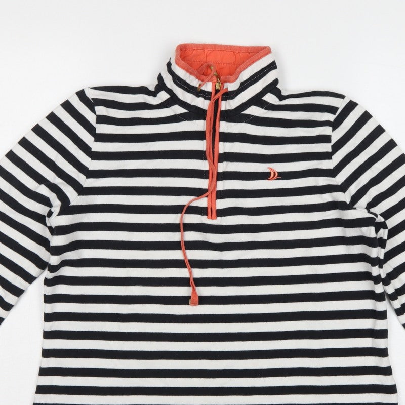 Dash Women’s UK 10 Black White Stripe 1/4 Zip Cotton Sweatshirt