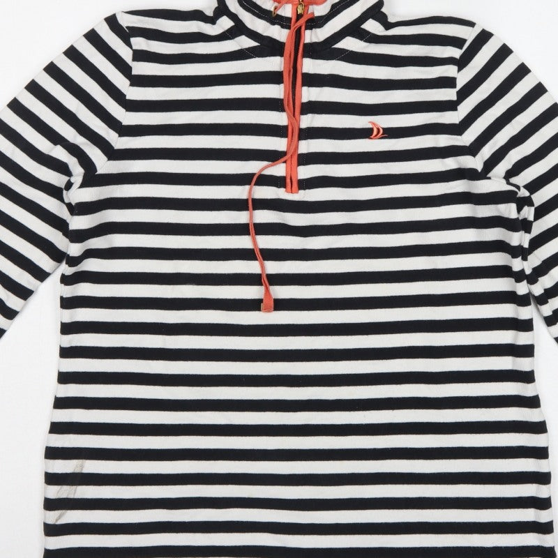 Dash Women’s UK 10 Black White Stripe 1/4 Zip Cotton Sweatshirt