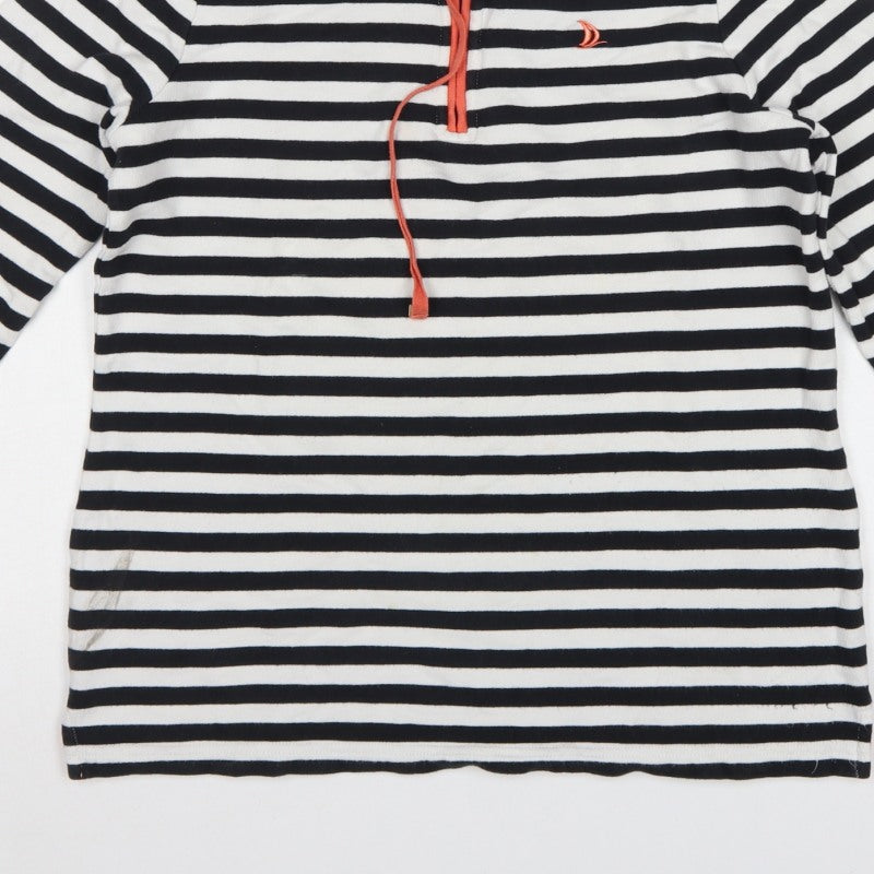 Dash Women’s UK 10 Black White Stripe 1/4 Zip Cotton Sweatshirt