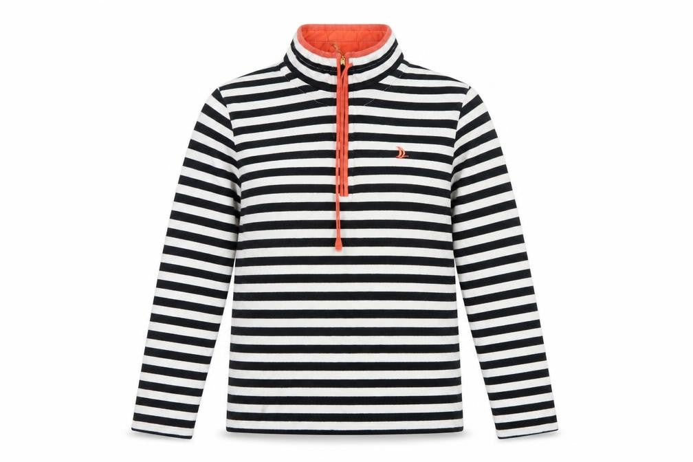 Dash Women’s UK 10 Black White Stripe 1/4 Zip Cotton Sweatshirt
