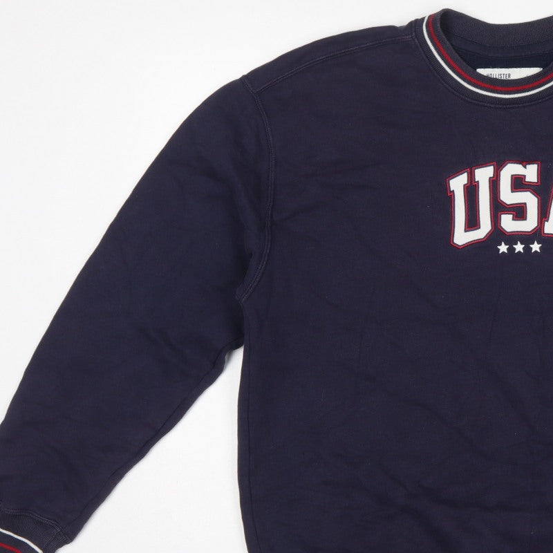 Hollister Men’s Navy Blue L Relaxed Fit USA Graphic Pullover Sweatshirt