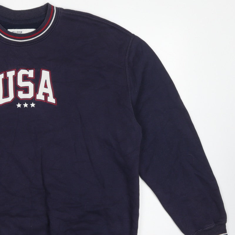 Hollister Men’s Navy Blue L Relaxed Fit USA Graphic Pullover Sweatshirt