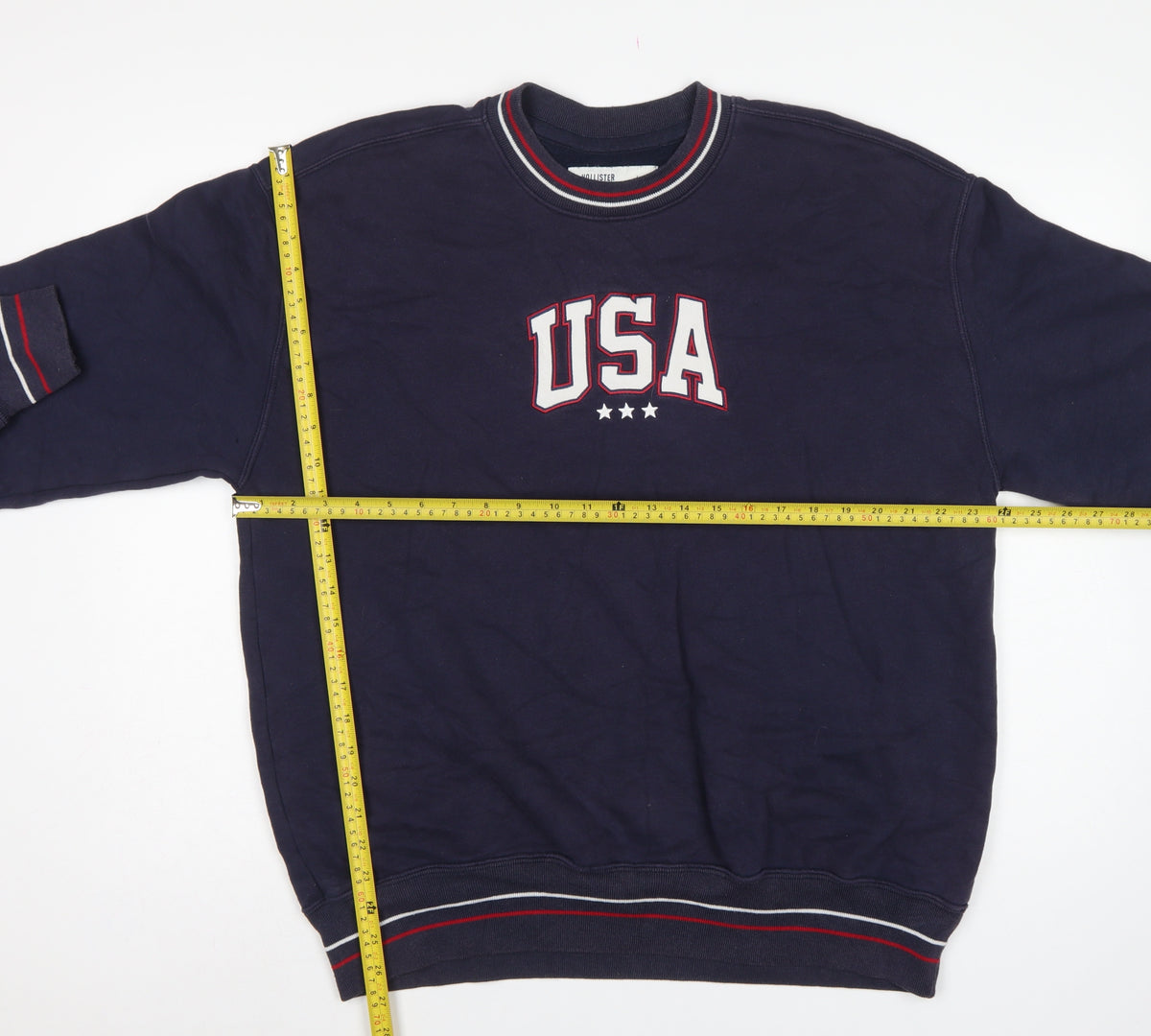 Hollister Men’s Navy Blue L Relaxed Fit USA Graphic Pullover Sweatshirt