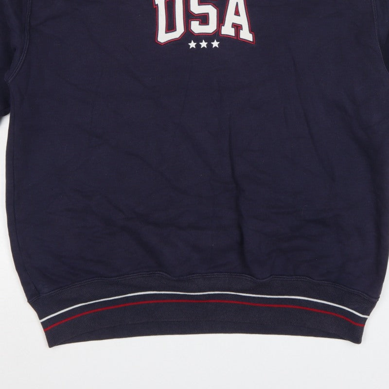 Hollister Men’s Navy Blue L Relaxed Fit USA Graphic Pullover Sweatshirt