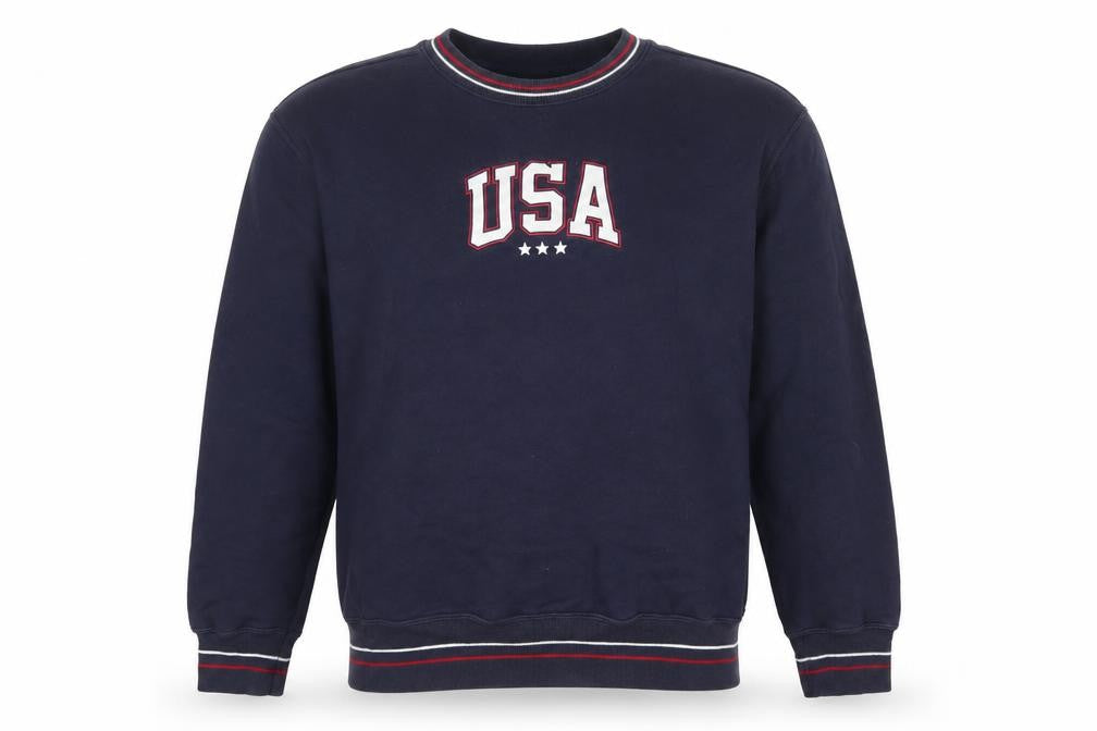 Hollister Men’s Navy Blue L Relaxed Fit USA Graphic Pullover Sweatshirt