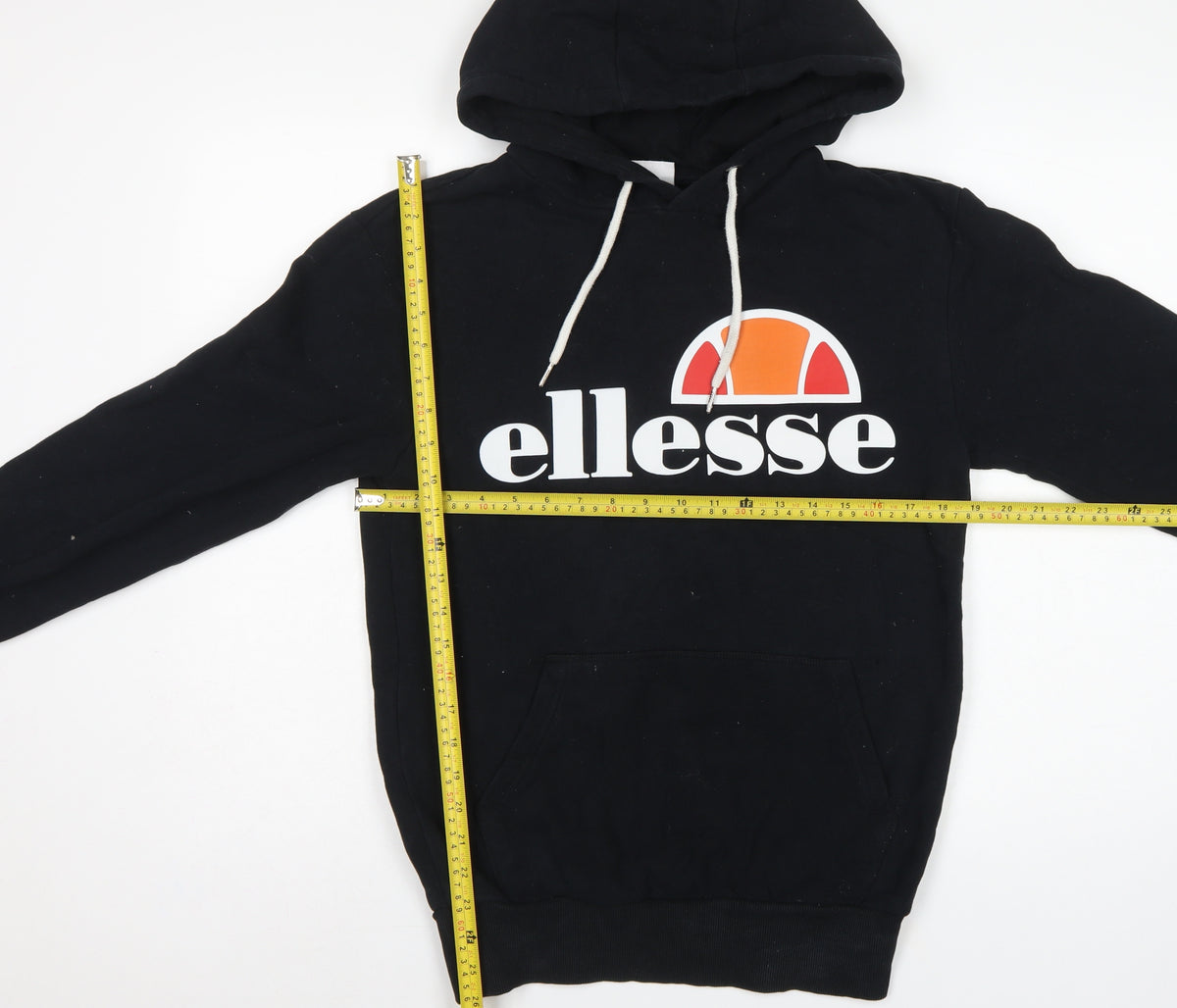 Ellesse Men's Black XS Pullover Logo Hoodie Drawstring Pocket