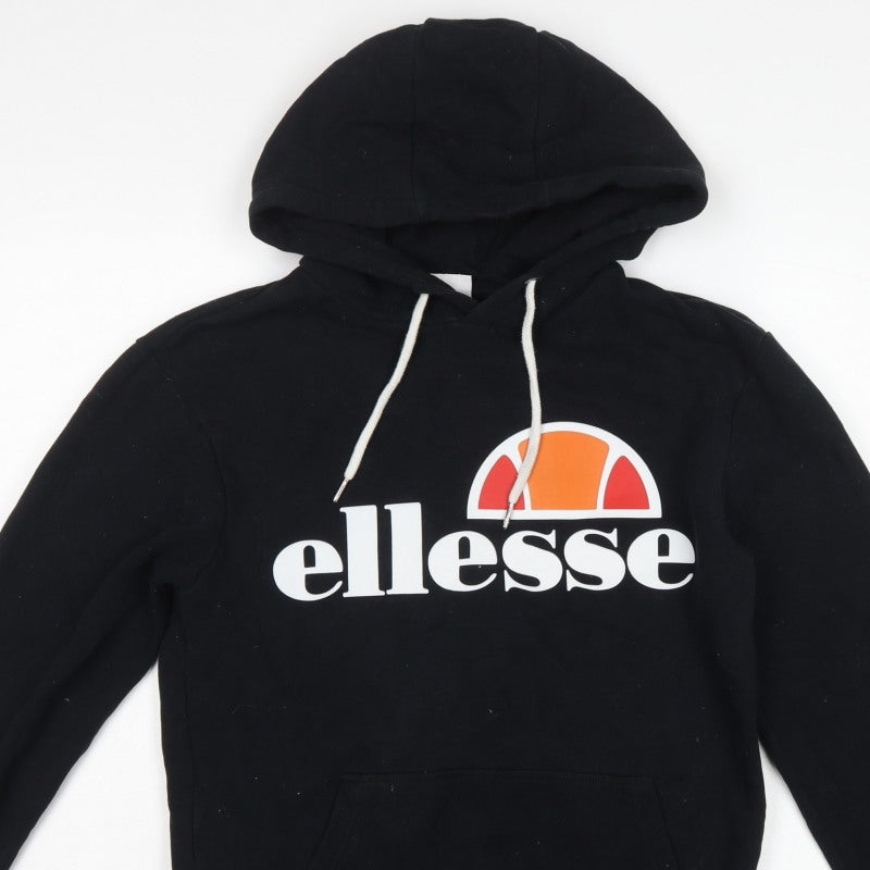 Ellesse Men's Black XS Pullover Logo Hoodie Drawstring Pocket