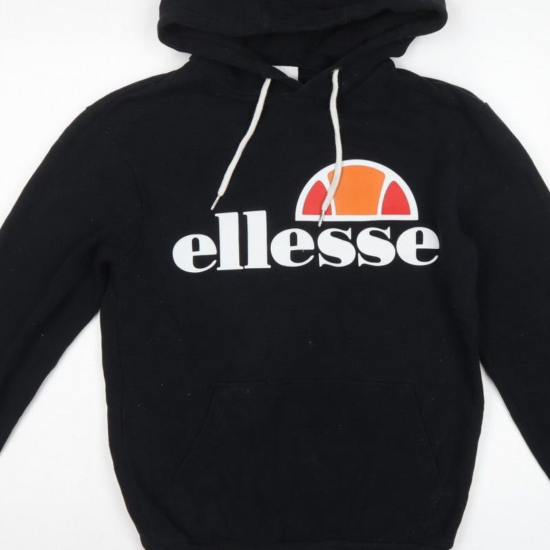 Ellesse Men's Black XS Pullover Logo Hoodie Drawstring Pocket