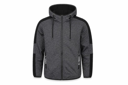 B-Rock Men’s Grey Black M Full Zip Hooded Fleece Hoodie Pockets