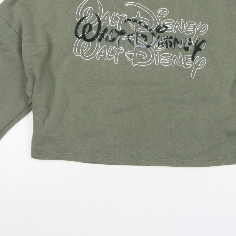 Disney Women’s Green S 10/12 Cropped Pullover Logo Sweatshirt