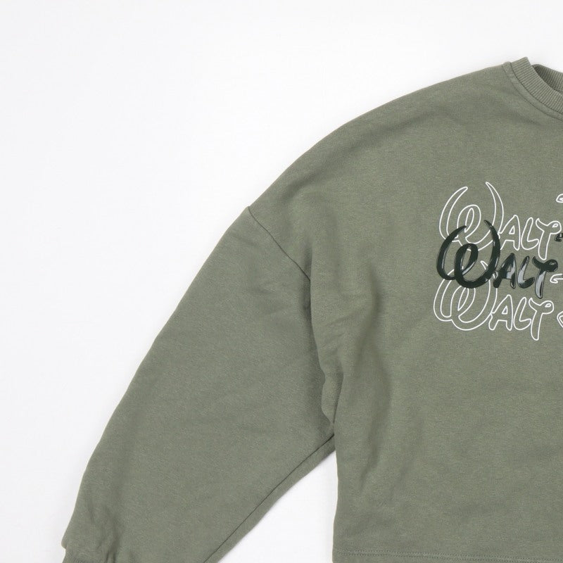 Disney Women’s Green S 10/12 Cropped Pullover Logo Sweatshirt