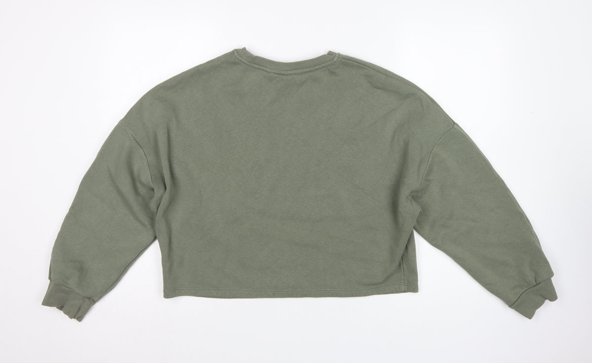 Disney Women’s Green S 10/12 Cropped Pullover Logo Sweatshirt
