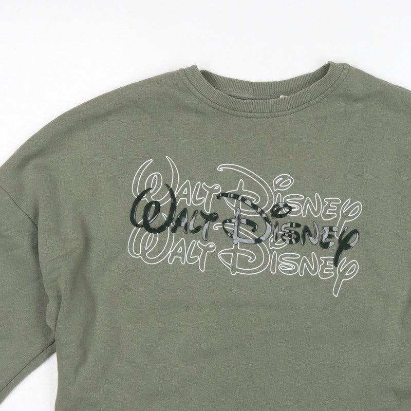 Disney Women’s Green S 10/12 Cropped Pullover Logo Sweatshirt