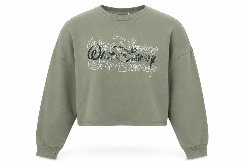 Disney Women’s Green S 10/12 Cropped Pullover Logo Sweatshirt