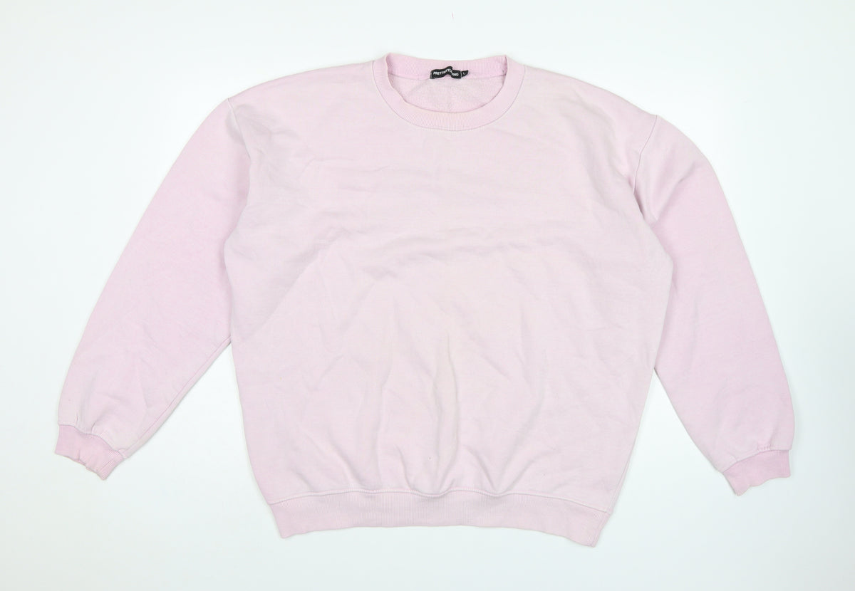 PrettyLittleThing Women's Pink L Pullover Crew Neck Sweatshirt