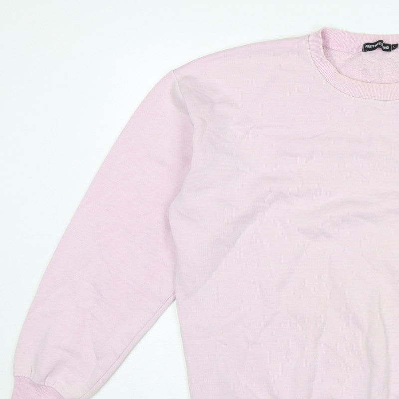PrettyLittleThing Women's Pink L Pullover Crew Neck Sweatshirt