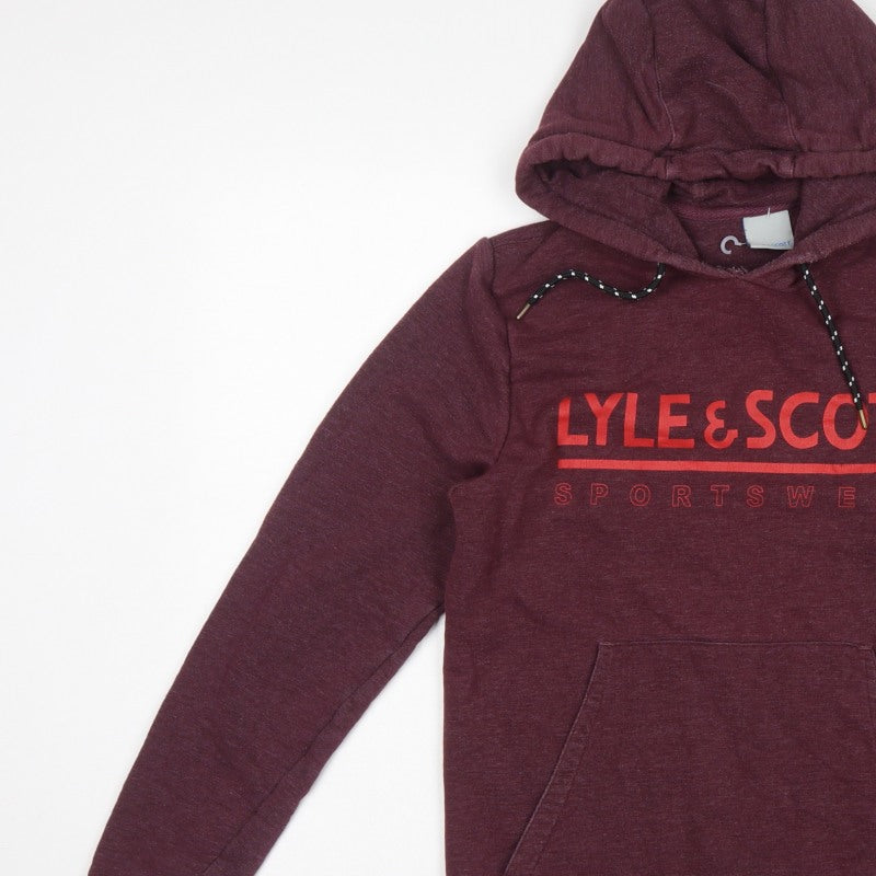 Lyle & Scott Men’s Red Small Logo Graphic Pullover Hoodie Sportswear