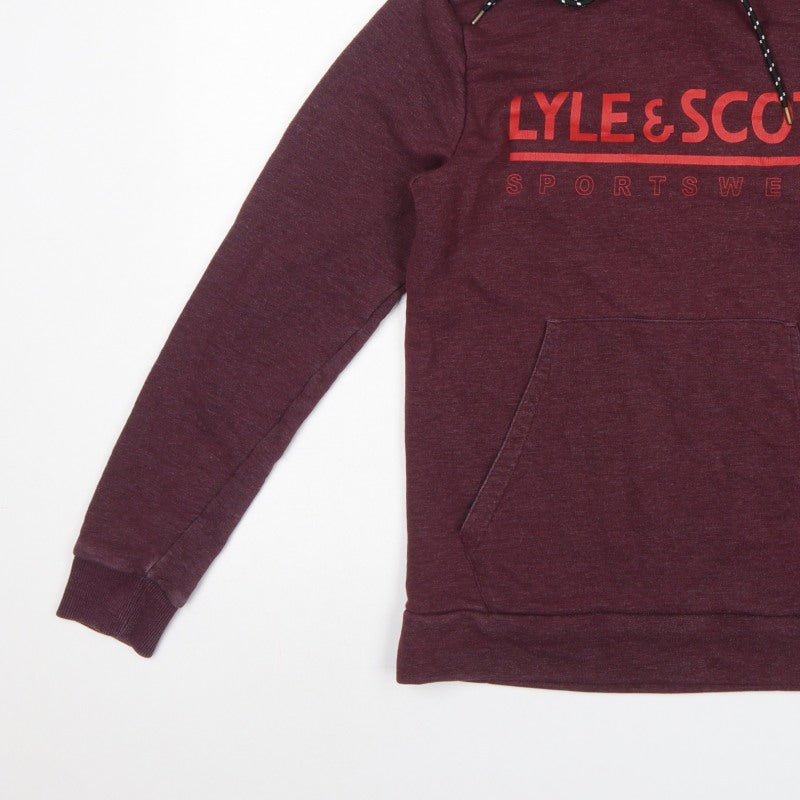 Lyle & Scott Men’s Red Small Logo Graphic Pullover Hoodie Sportswear