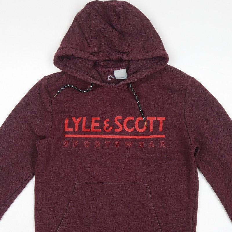 Lyle & Scott Men’s Red Small Logo Graphic Pullover Hoodie Sportswear