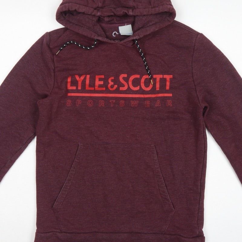 Lyle & Scott Men’s Red Small Logo Graphic Pullover Hoodie Sportswear