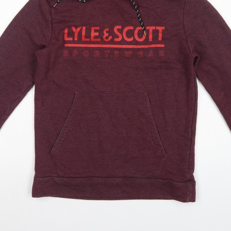 Lyle & Scott Men’s Red Small Logo Graphic Pullover Hoodie Sportswear