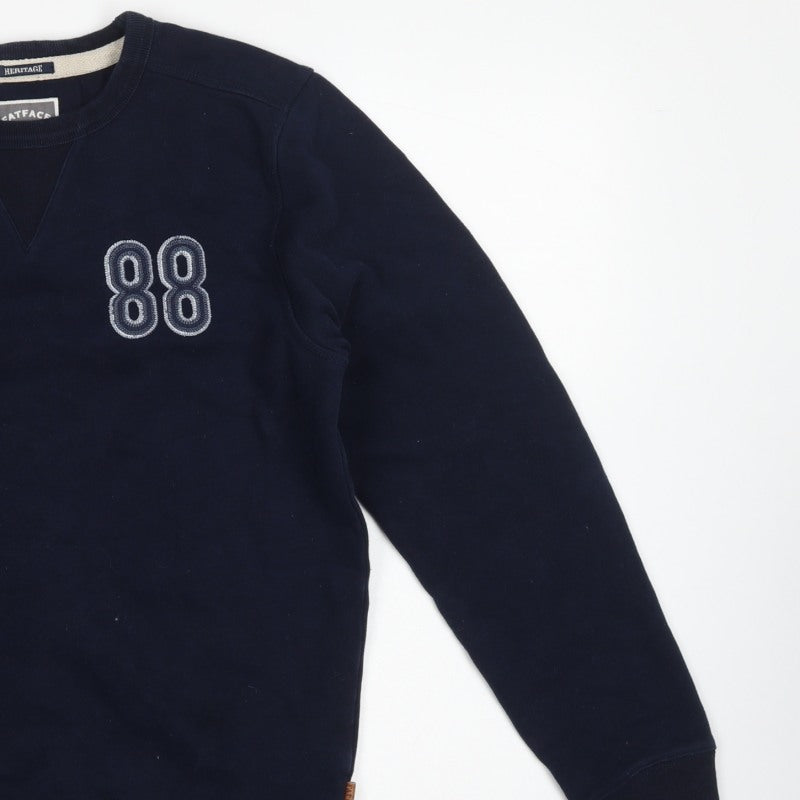 FatFace Men’s Blue S Pullover Crew Neck 88 Embroidered Sweatshirt
