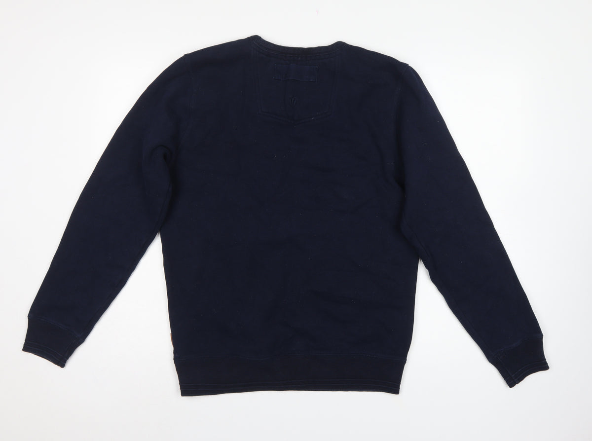 FatFace Men’s Blue S Pullover Crew Neck 88 Embroidered Sweatshirt