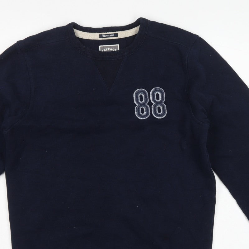 FatFace Men’s Blue S Pullover Crew Neck 88 Embroidered Sweatshirt