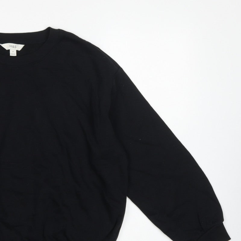 Marks and Spencer Women Black M Pullover Crew Neck Sweatshirt
