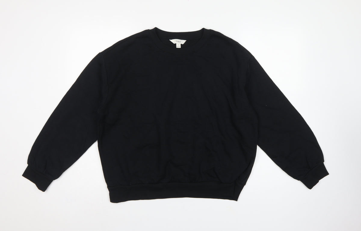 Marks and Spencer Women Black M Pullover Crew Neck Sweatshirt