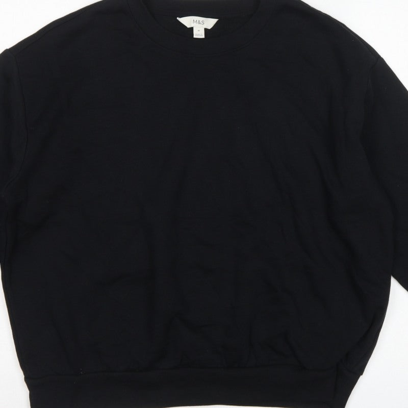 Marks and Spencer Women Black M Pullover Crew Neck Sweatshirt
