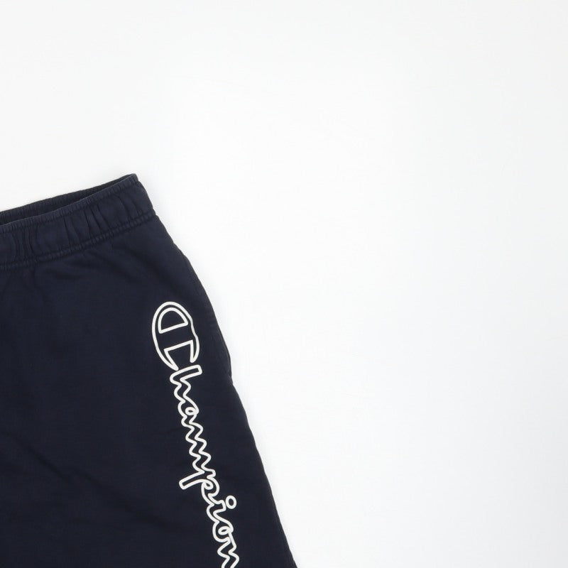 Champion Men’s Blue Large Logo Elastic Waist Sweat Shorts