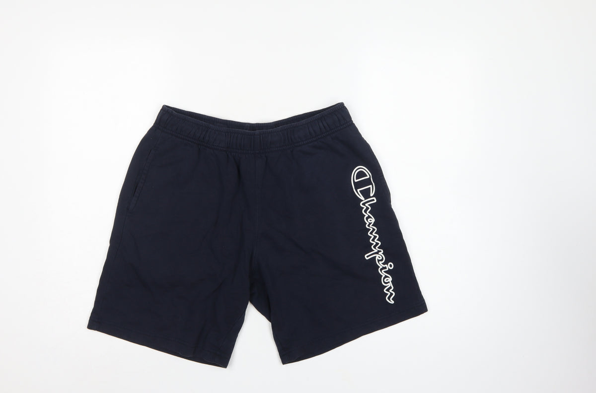 Champion Men’s Blue Large Logo Elastic Waist Sweat Shorts