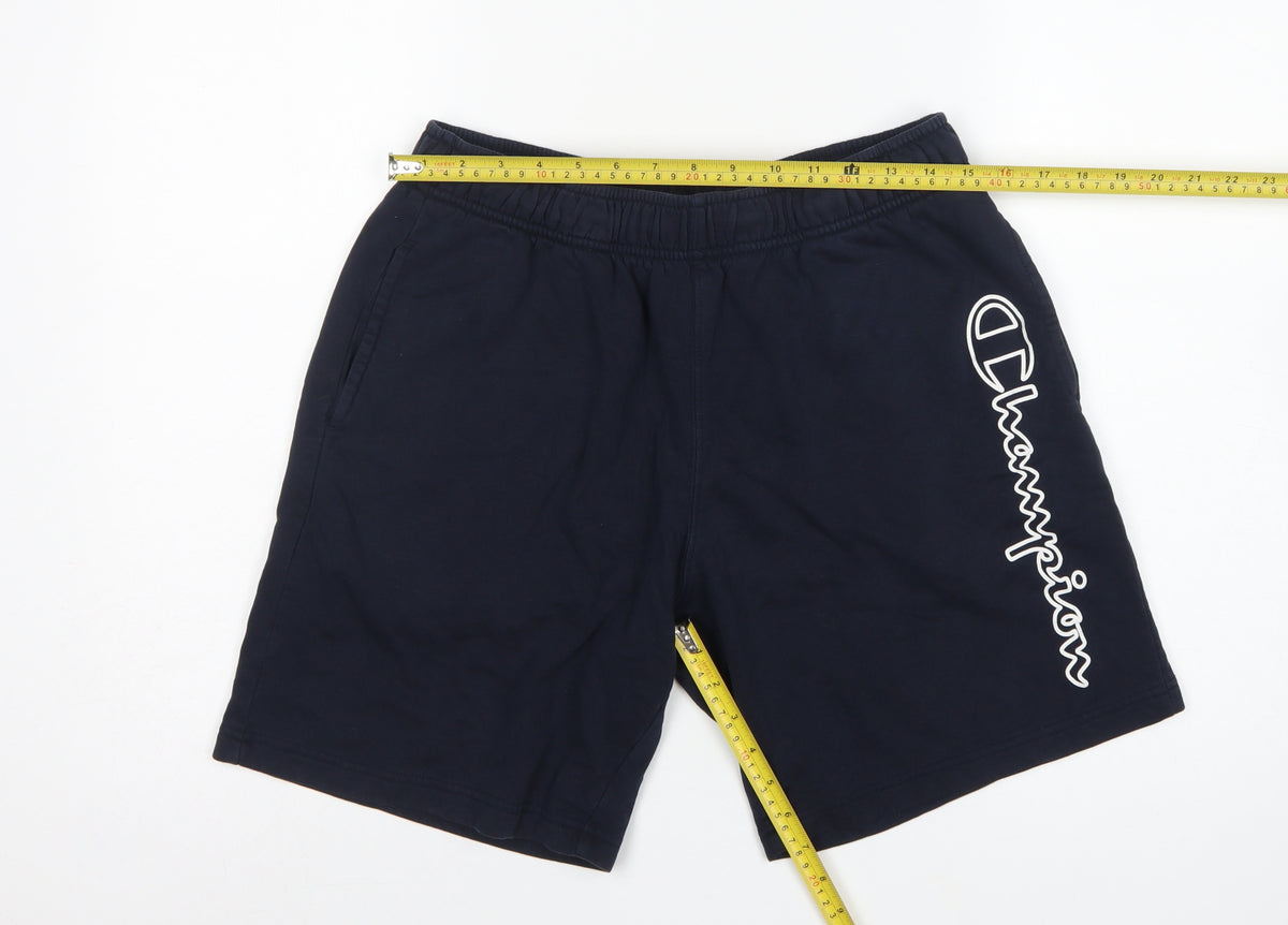 Champion Men’s Blue Large Logo Elastic Waist Sweat Shorts
