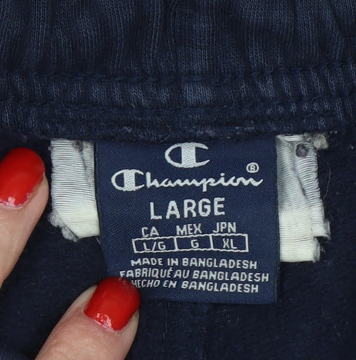 Champion Men’s Blue Large Logo Elastic Waist Sweat Shorts