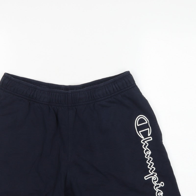 Champion Men’s Blue Large Logo Elastic Waist Sweat Shorts