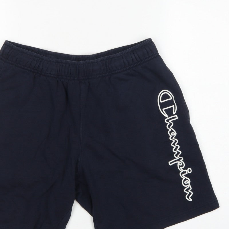 Champion Men’s Blue Large Logo Elastic Waist Sweat Shorts