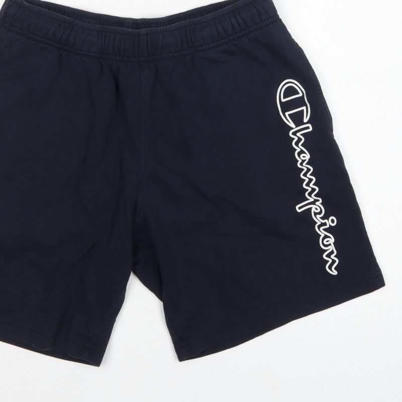Champion Men’s Blue Large Logo Elastic Waist Sweat Shorts