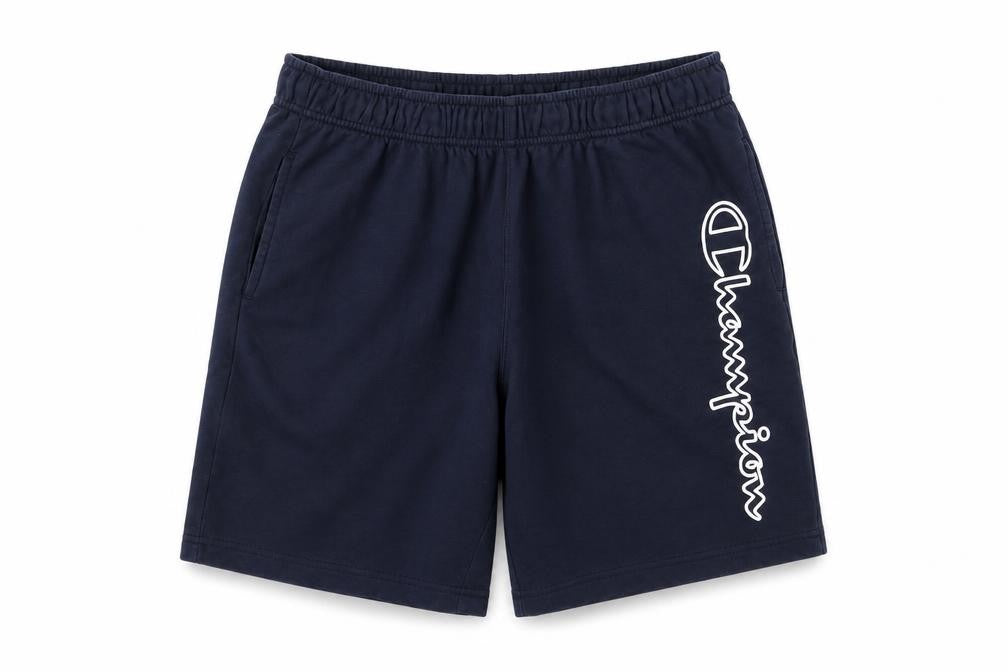 Champion Men’s Blue Large Logo Elastic Waist Sweat Shorts