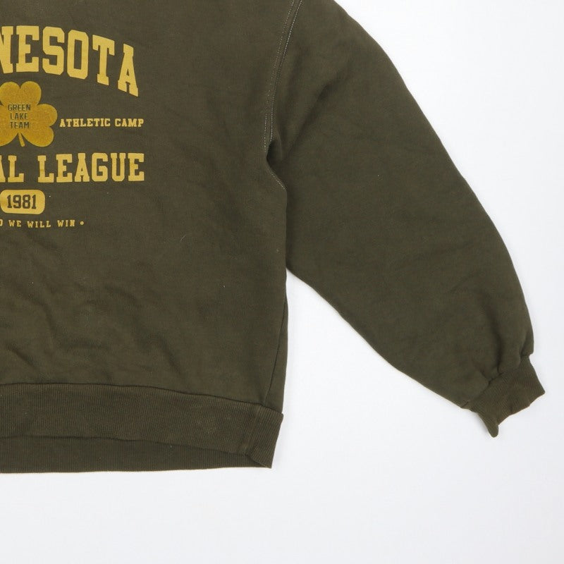 Pull&Bear Women's Green S Minnesota Graphic Pullover Sweatshirt