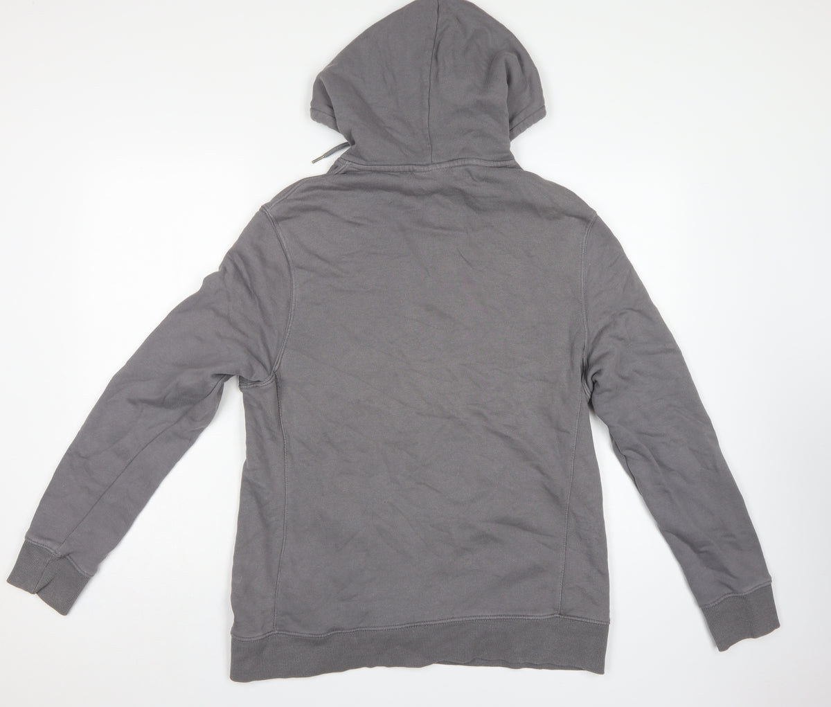 H&M Men’s Grey L Regular Fit Pullover Hoodie Drawstring Pockets