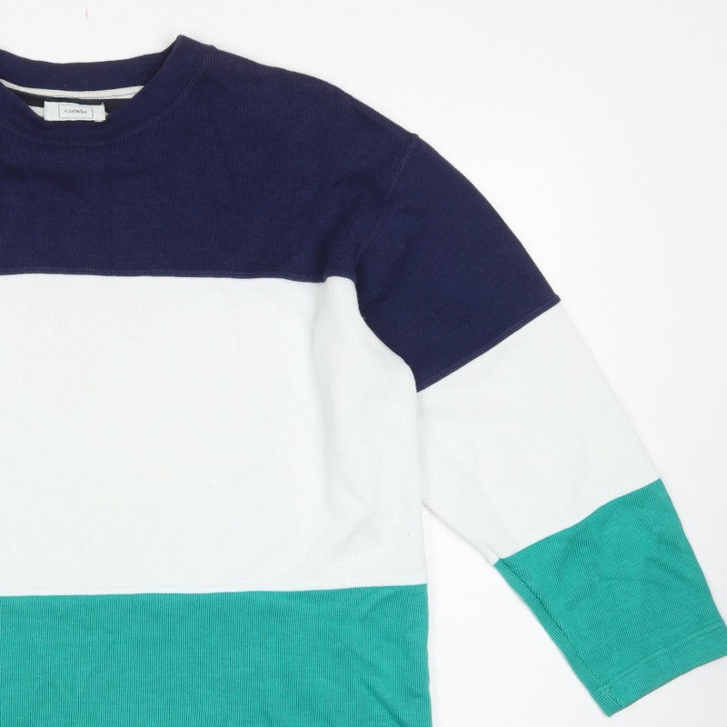 Canda Women Multicoloured L Colourblock Crew Neck 3/4 Sleeve Sweatshirt
