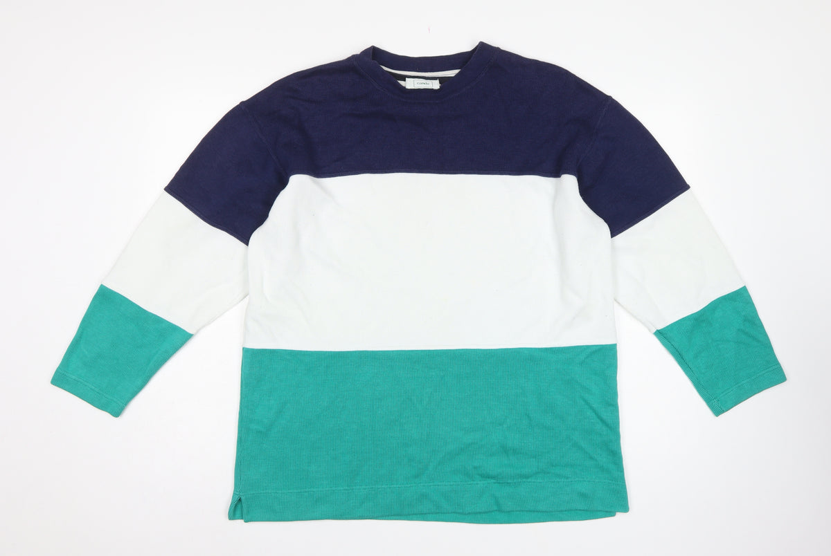 Canda Women Multicoloured L Colourblock Crew Neck 3/4 Sleeve Sweatshirt