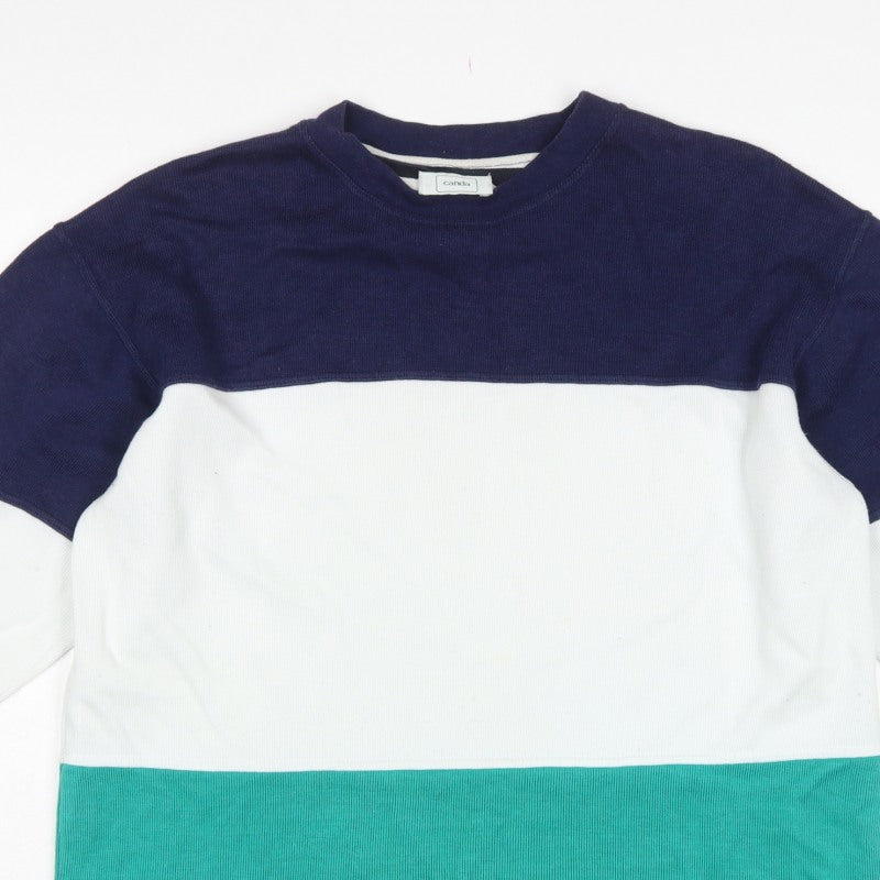 Canda Women Multicoloured L Colourblock Crew Neck 3/4 Sleeve Sweatshirt