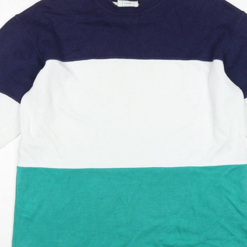 Canda Women Multicoloured L Colourblock Crew Neck 3/4 Sleeve Sweatshirt