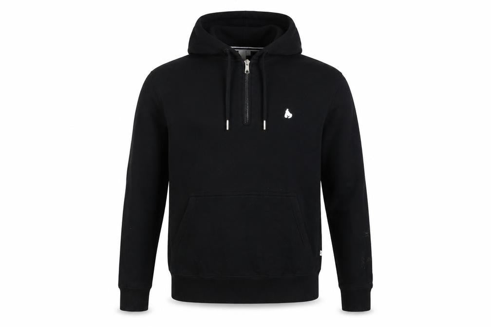 Money Mens Black L Half Zip Hooded Logo Pullover Sweatshirt