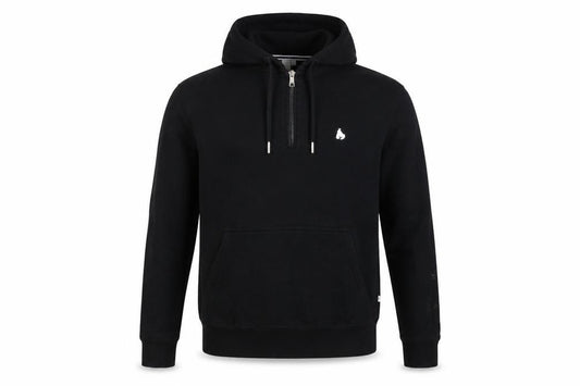 Money Mens Black L Half Zip Hooded Logo Pullover Sweatshirt