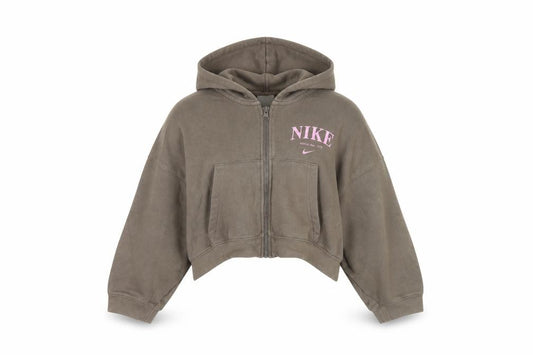 Nike Girls Grey Pink Logo Full Zip Hoodie 6-7 Years Fleece