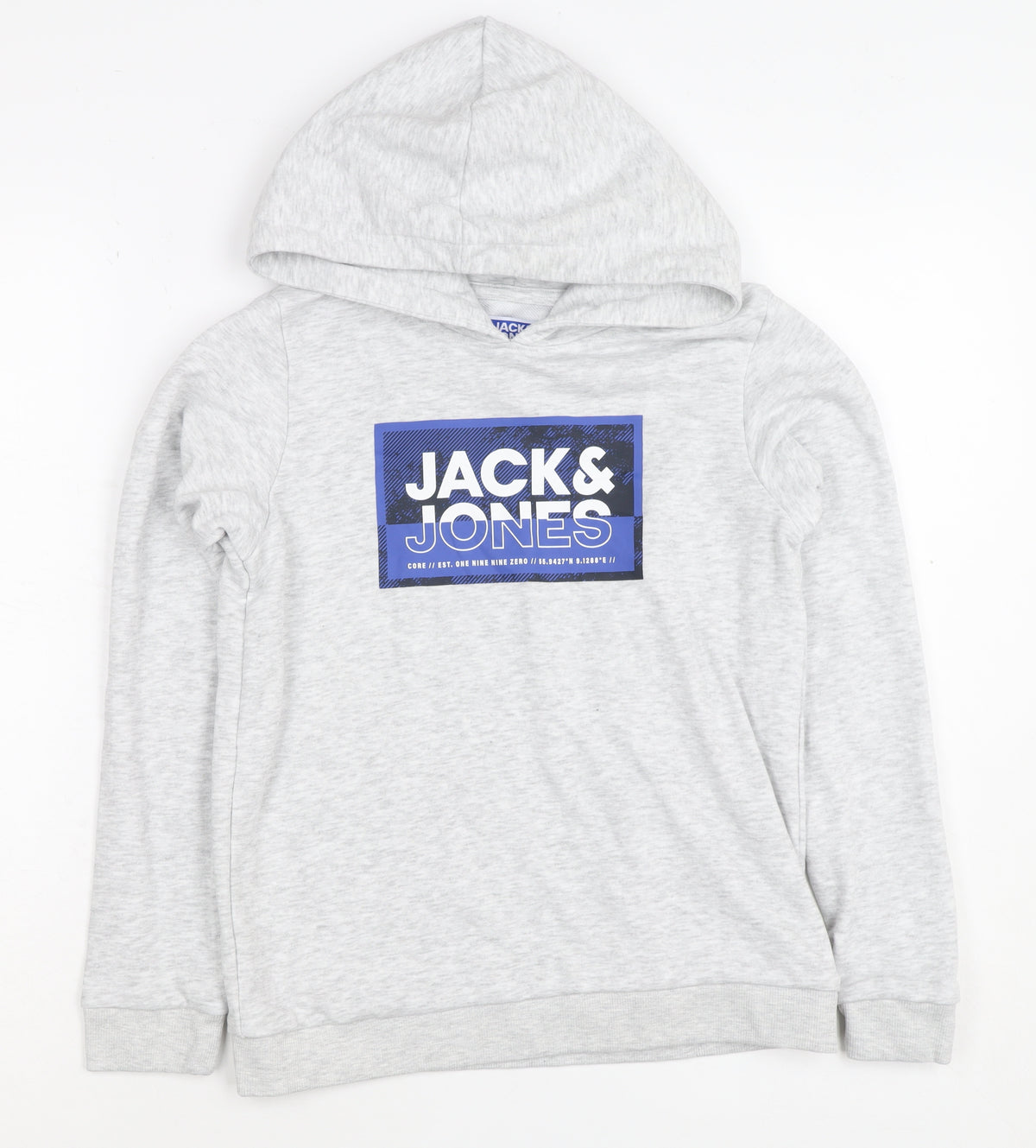 Jack & Jones Boys Grey 11-12 Years Pullover Logo Hoodie